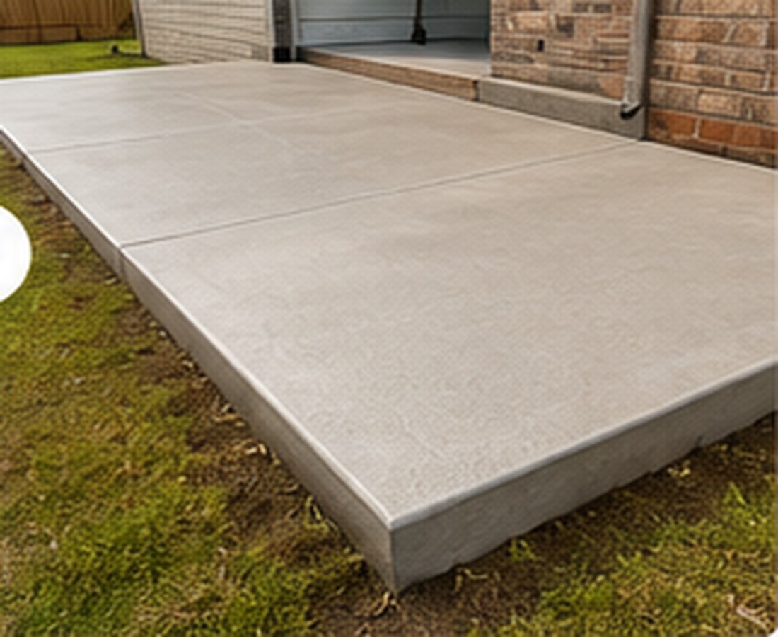 Same backyard after concrete patio installation