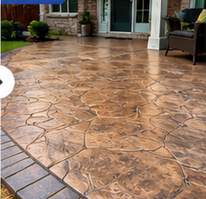 Decorative stamped concrete after installation in Plano